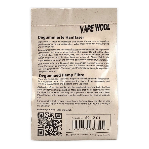 Black Leaf Vape Wool 1,5g Vaporizer Hanffaser Wolle 2
